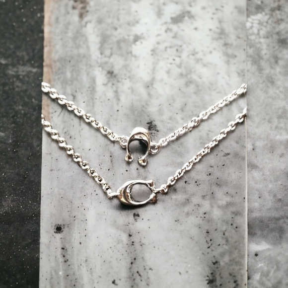 NWT Authentic COACH Signature Long Silvertone Necklace - Picture 6 of 12